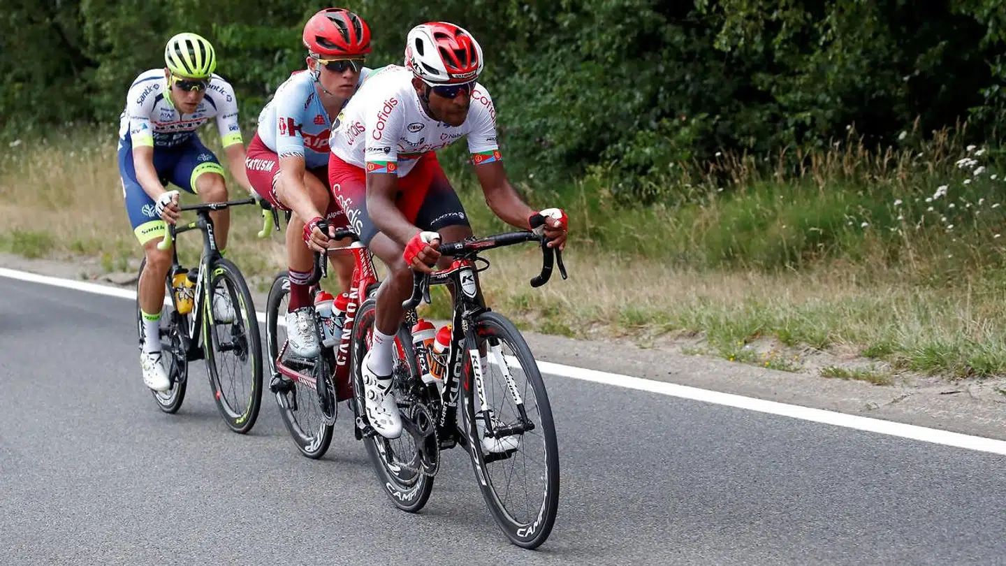 Mads Würtz Schmidt i midten under årets Tour De France.