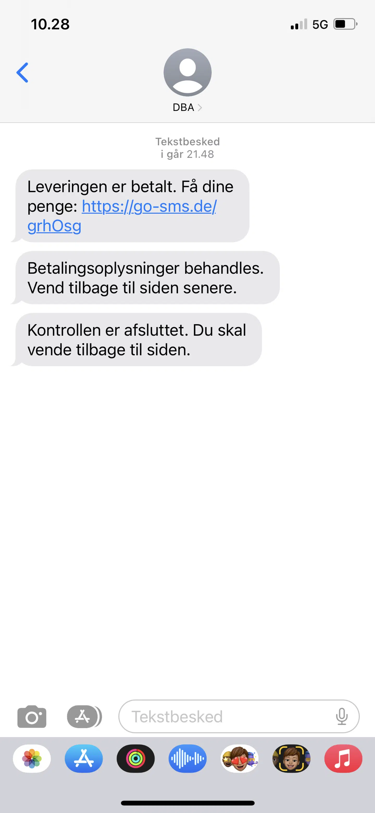 Emma modtog en sms med dette link, som hun desværre kom til at klikke på.