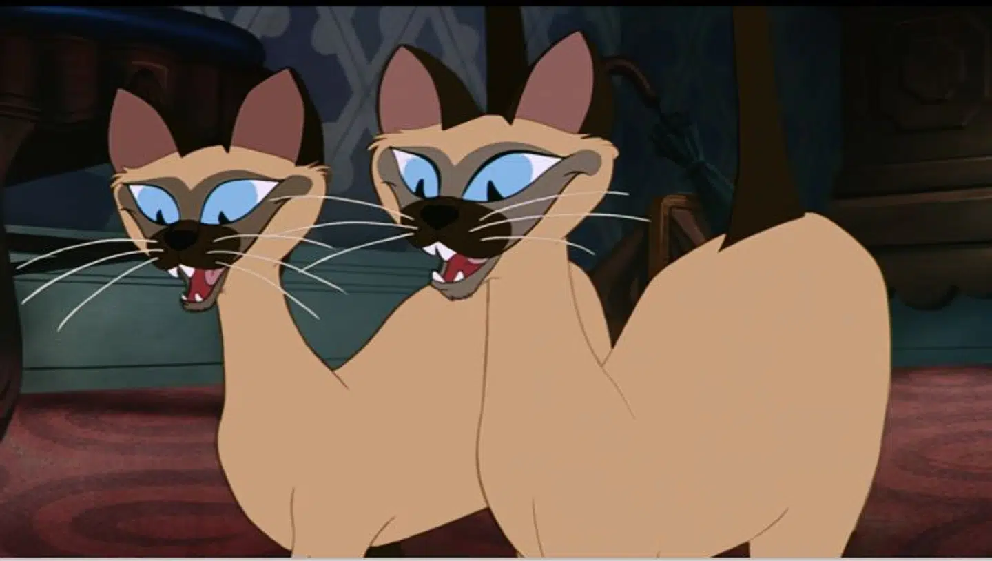 De siamesiske katte i 'Lady og Vagabonden'.