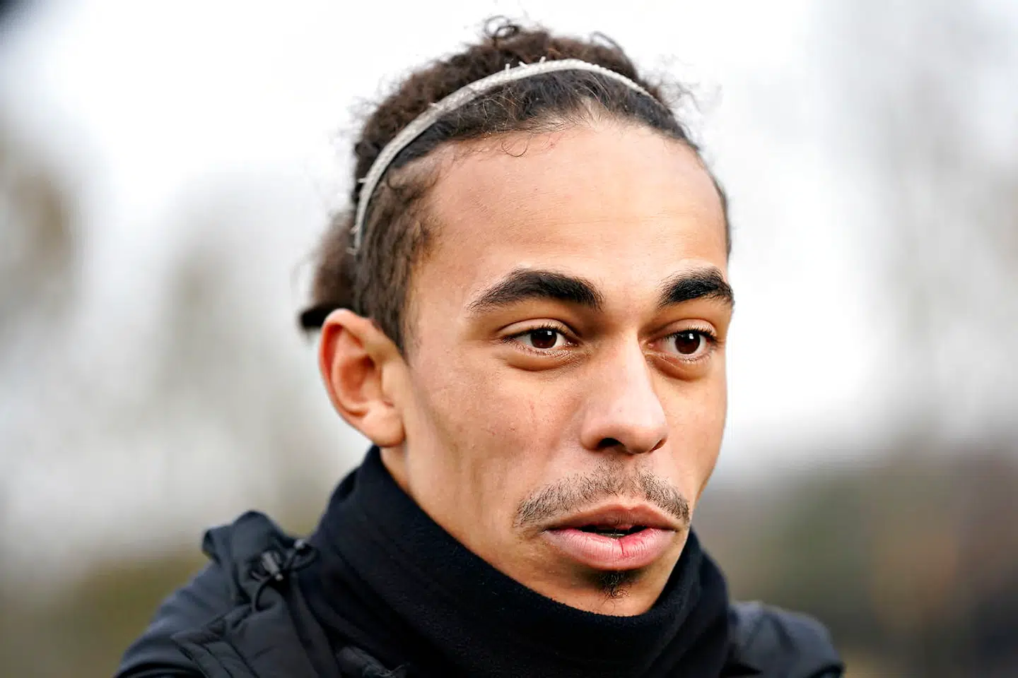 Yussuf Poulsen under landsholdets træning mandag i Herning.