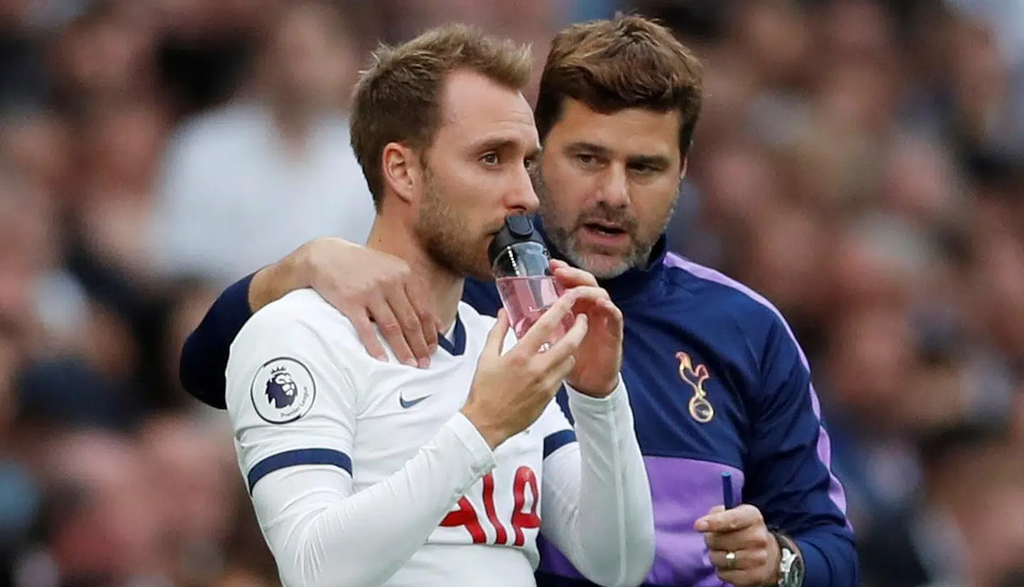 Christian Eriksen og Tottenham-manager Mauricio Pochettino.