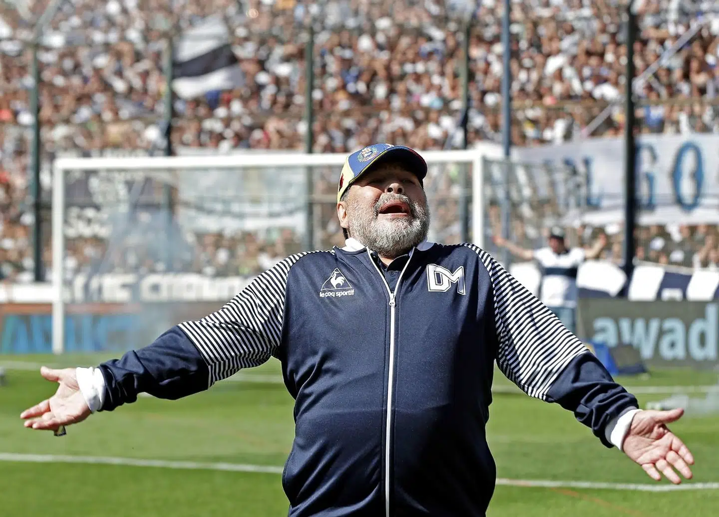 Diego Maradona i aktion som Gimnasia La Plata-træner mod Estudiantes.