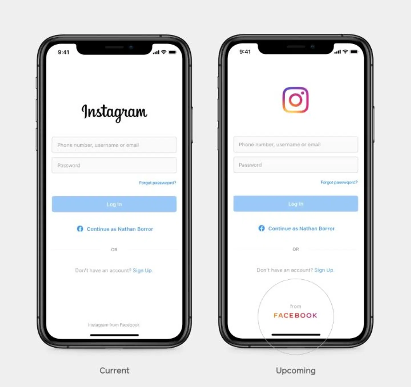 Her kan du se, hvordan det nye logo kommer til se ud på Instagram.