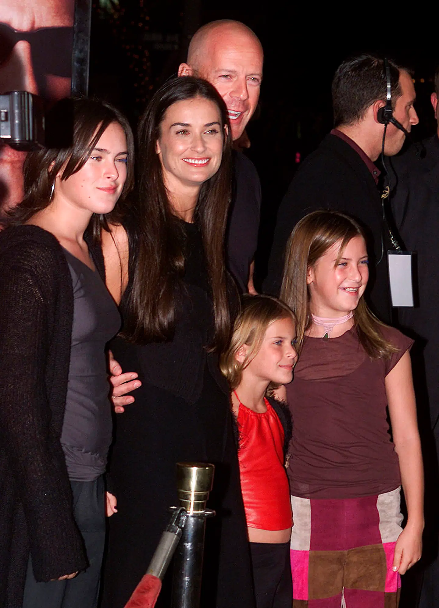 Bruce Willis og Demi Moore med Rumer, Tallulah og Scout i 2001.