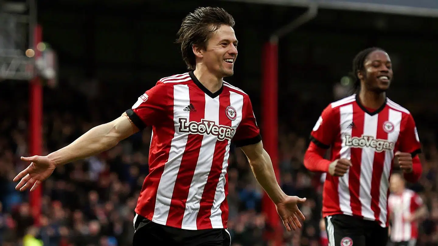 Lasse Vibe har scoret mange mål i Brentford, der har tætte relationer til FC Midtjylland.