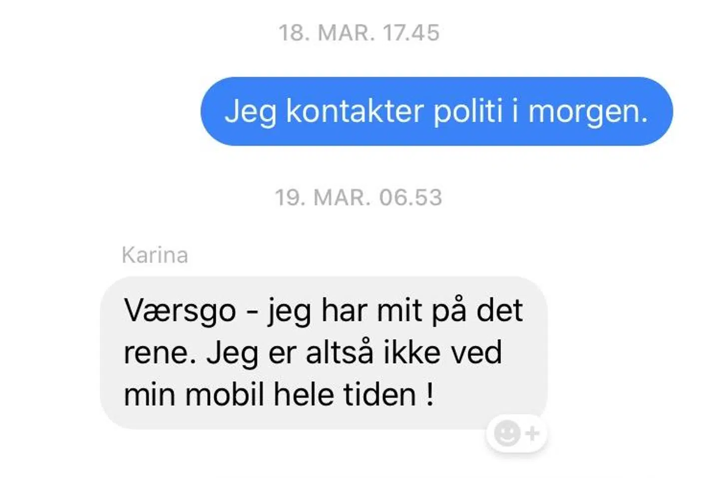 Da Pia ikke fik sit tærtefad tilsendt, skrev hun til sælger over Messenger.