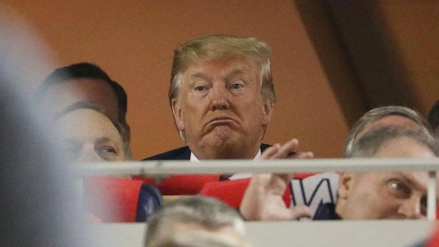 Donald Trump til baseball-kampen den 27. oktober.