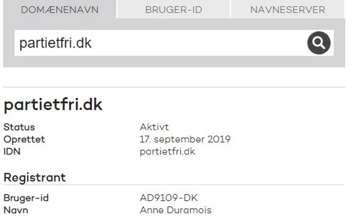 Partietfri.dk blev oprettet den 17. september.