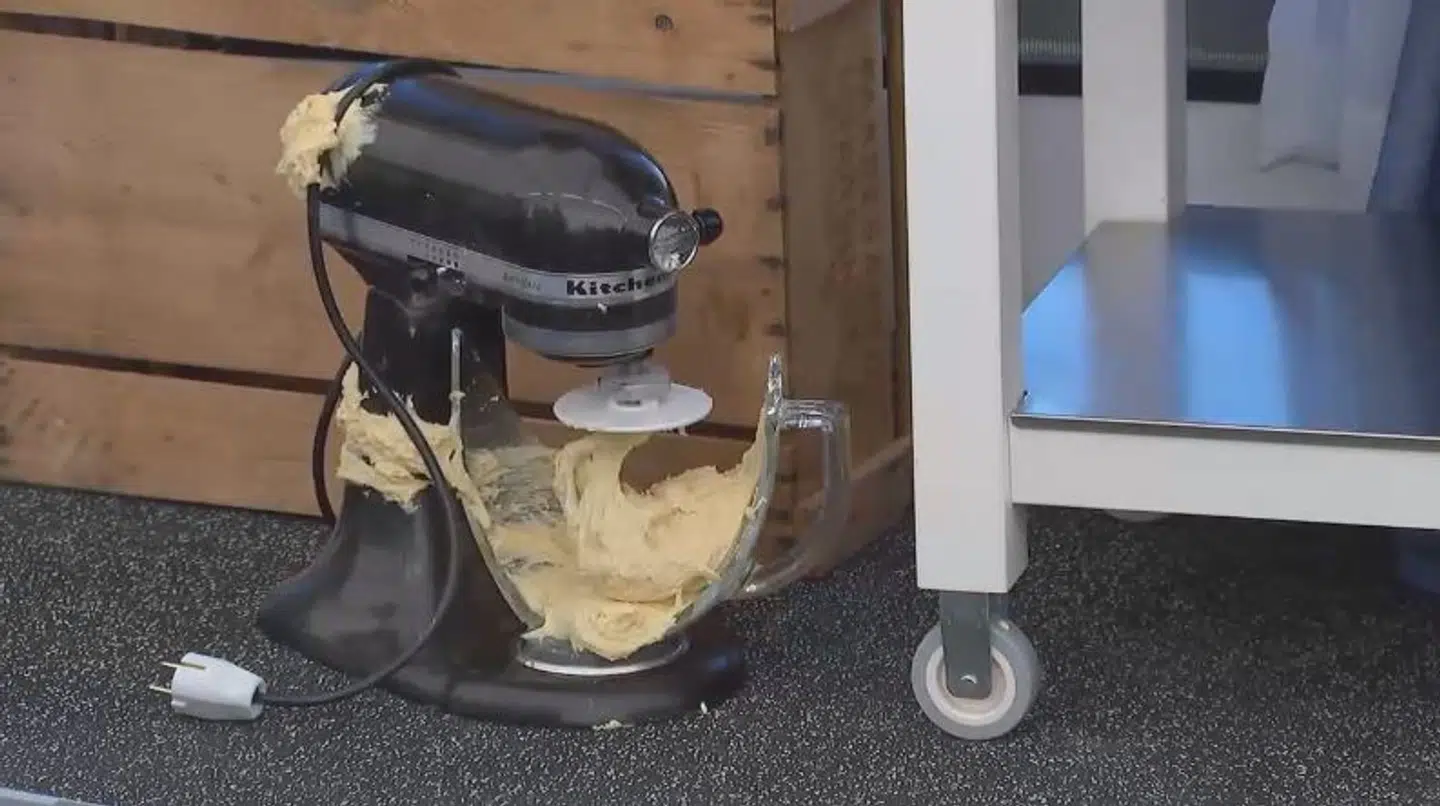 Røremaskinen efter uheldet.