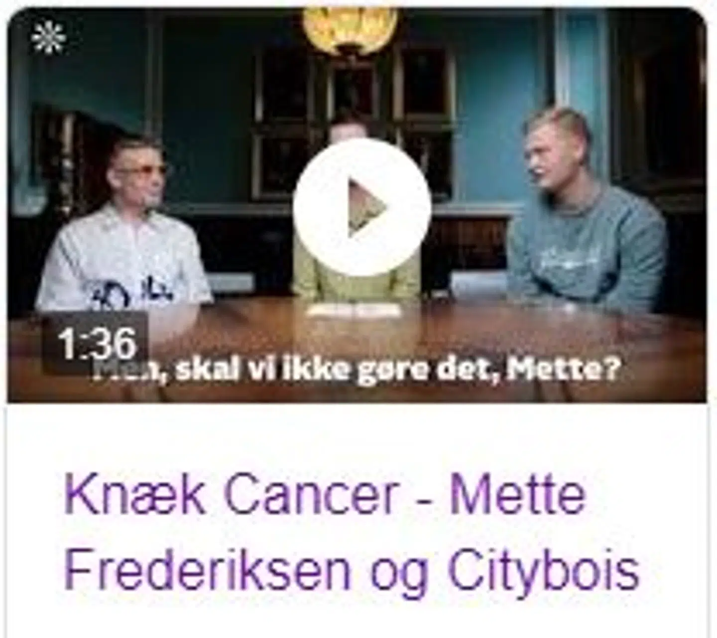 Citybois sammen med Mette Frederiksen i en reklame for Knæk Cancer.