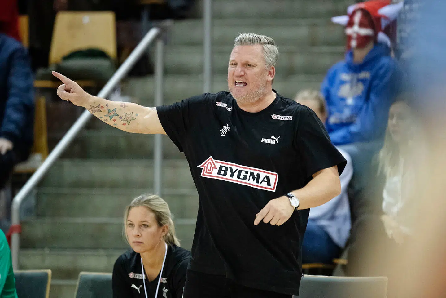 Danmarks cheftræner Nikolaj Jacobsen under herrehåndboldkampen i Golden League mellem Danmark og Frankrig i Aarhus torsdag aften.