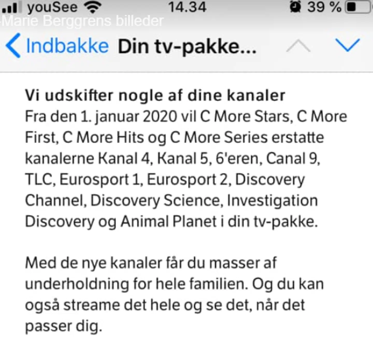 En varsling, hvor en kunde står til at miste 11 kanaler og kun får fire nye i stedet. Altså: minus syv kanaler.