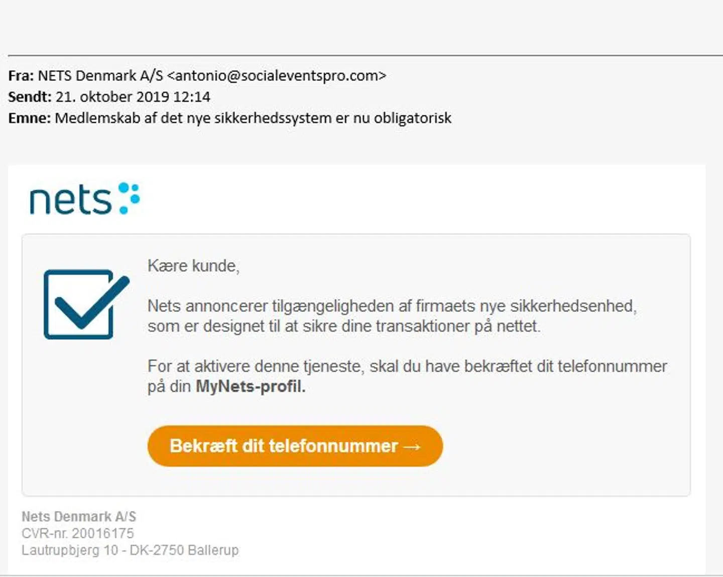 Sådan ser de falske Nets-mails ud.