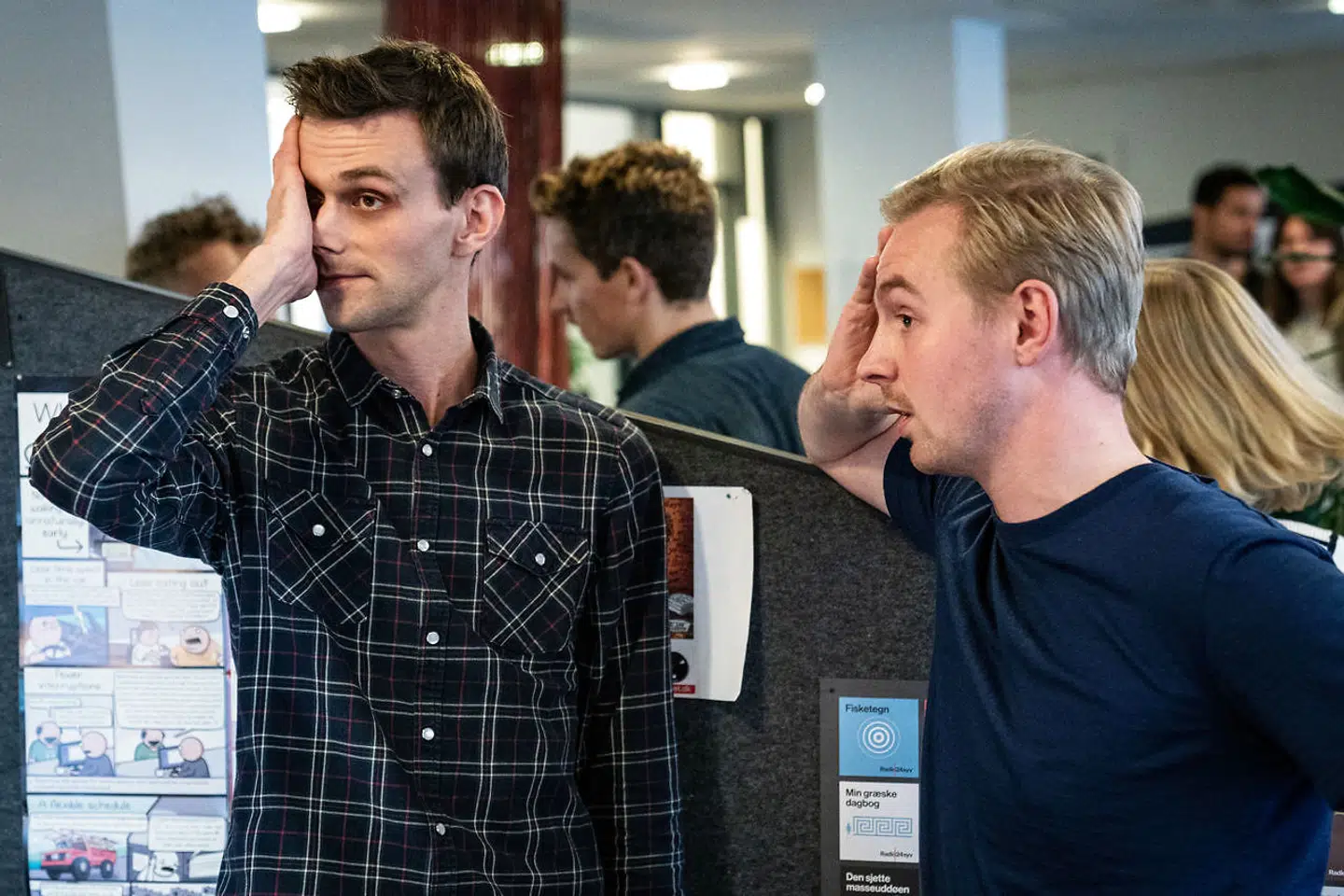 Medarbejderne på radioen får besked om at radiokanalen ikke kan fortsætte som DAB-kanal, på Radio24syv i København, tirsdag den 22. oktober 2019.. (Foto: Niels Christian Vilmann/Ritzau Scanpix)