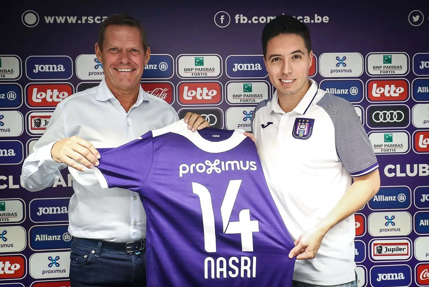 Frank Arnesen og franske Samir Nasri, da sidstnævnte skiftede til Anderlecht.