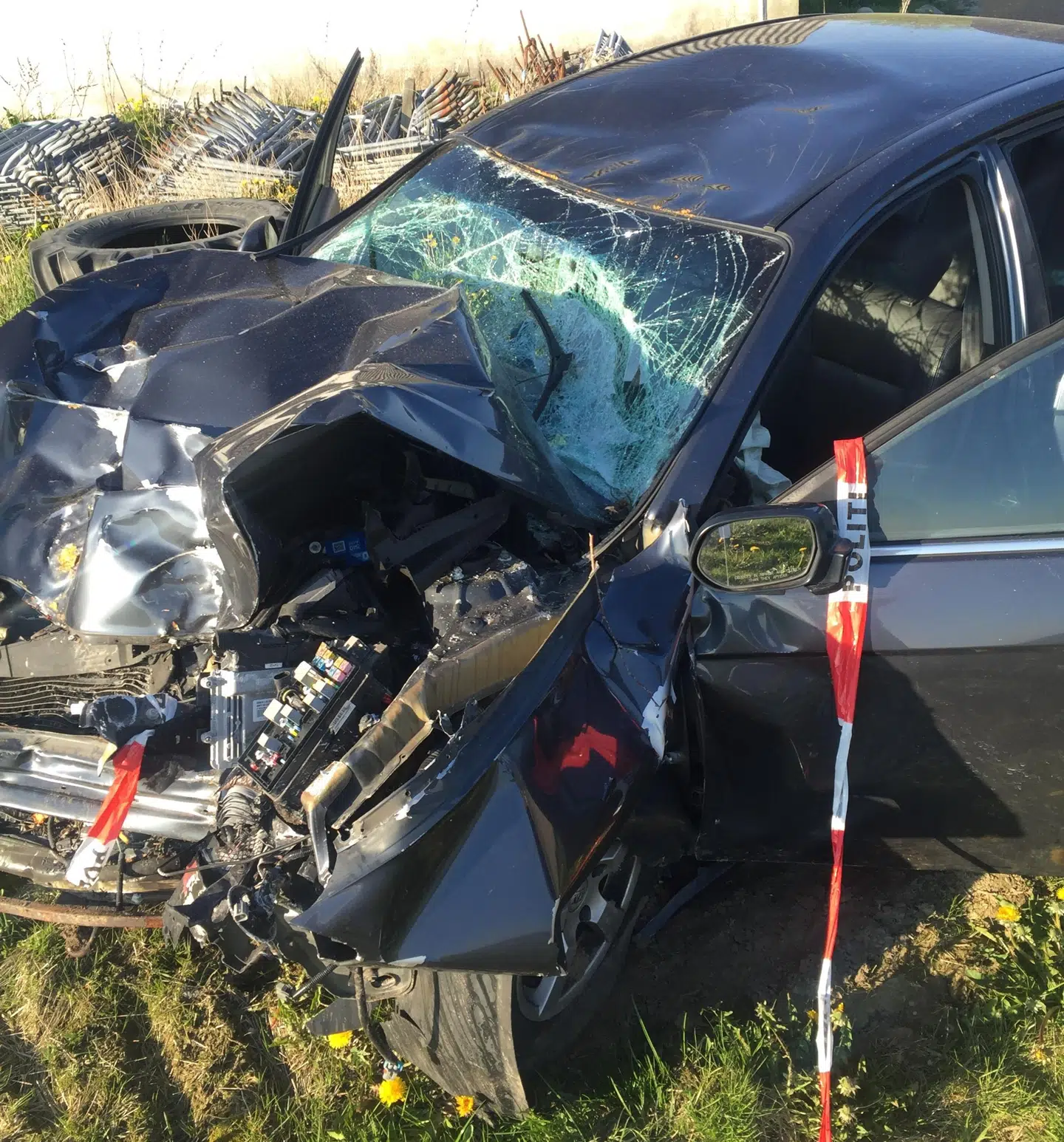 Bilen efter ulykken. Foto: Privat.