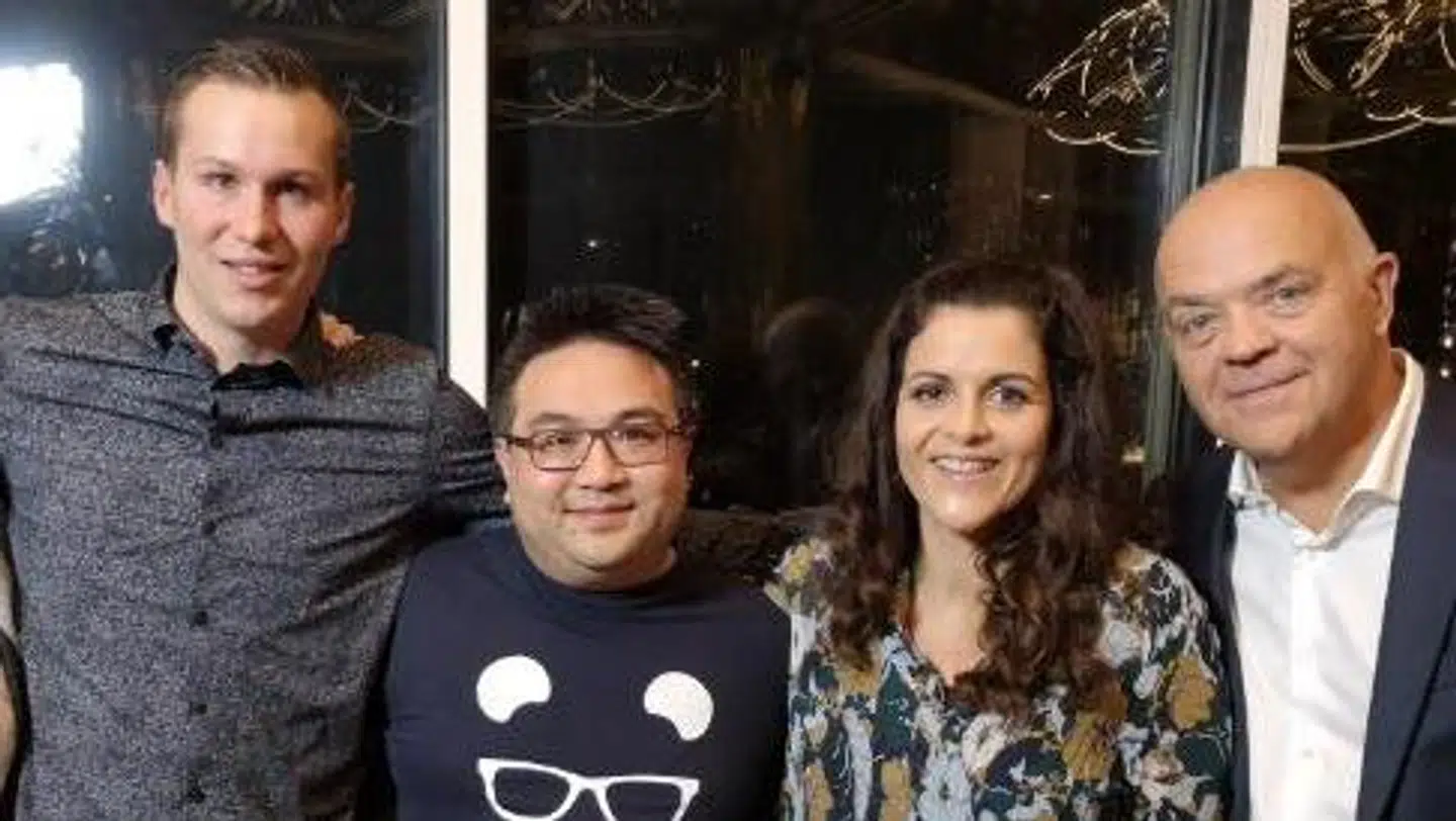 Fra venstre mod højre ses Michael Andreasen, Anders Hein (stifter af dating-appen, Petra Nagel og Jes Dorph-Petersen.