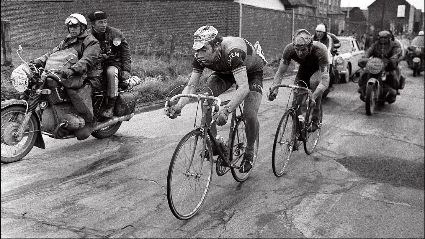 Eddy Merckx og Roger De Vlaeminck under Paris-Roubaix i 1973