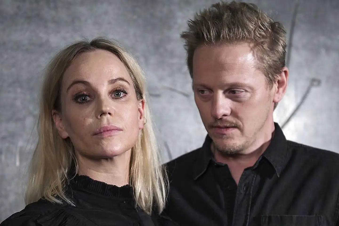 Thure Lindhardt og Sofia Helin, som spiller makkerpar i krimiserien 'Broen'.