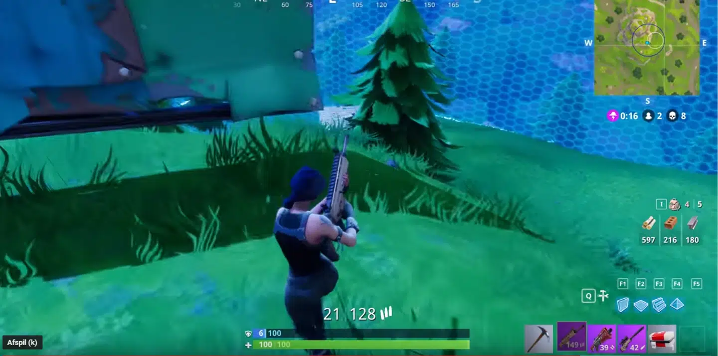 Sådan ser det ud, når spilleren bevæger sig rundt i Fortnite-universet. Foto: YouTube