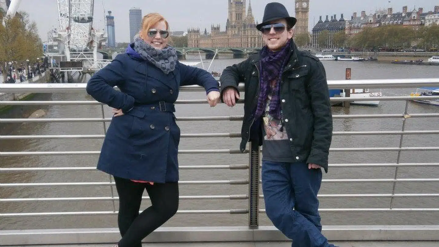 Søskendeparret på ferie i London. Foto: Privat.