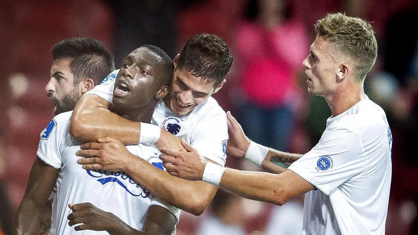 FCKs Mohammed Daramy til 3-1 i Europa League kvalifikationskampen mellem FC København og Riga FC, i Parken i København torsdag den 22. august 2019.. (Foto: Liselotte Sabroe/Ritzau Scanpix)