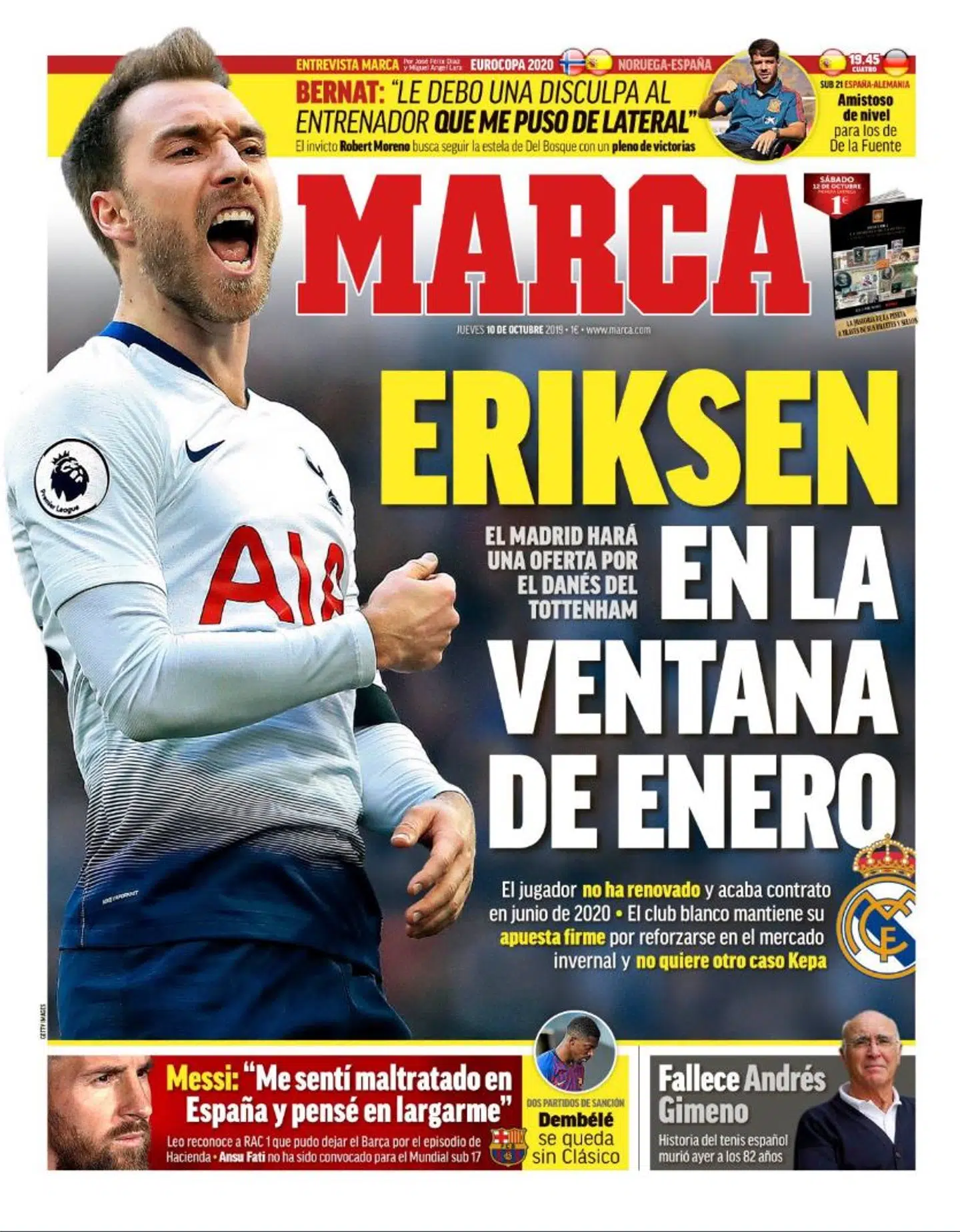 'Eriksen i januars vindue,' lyder det på Marcas forside.