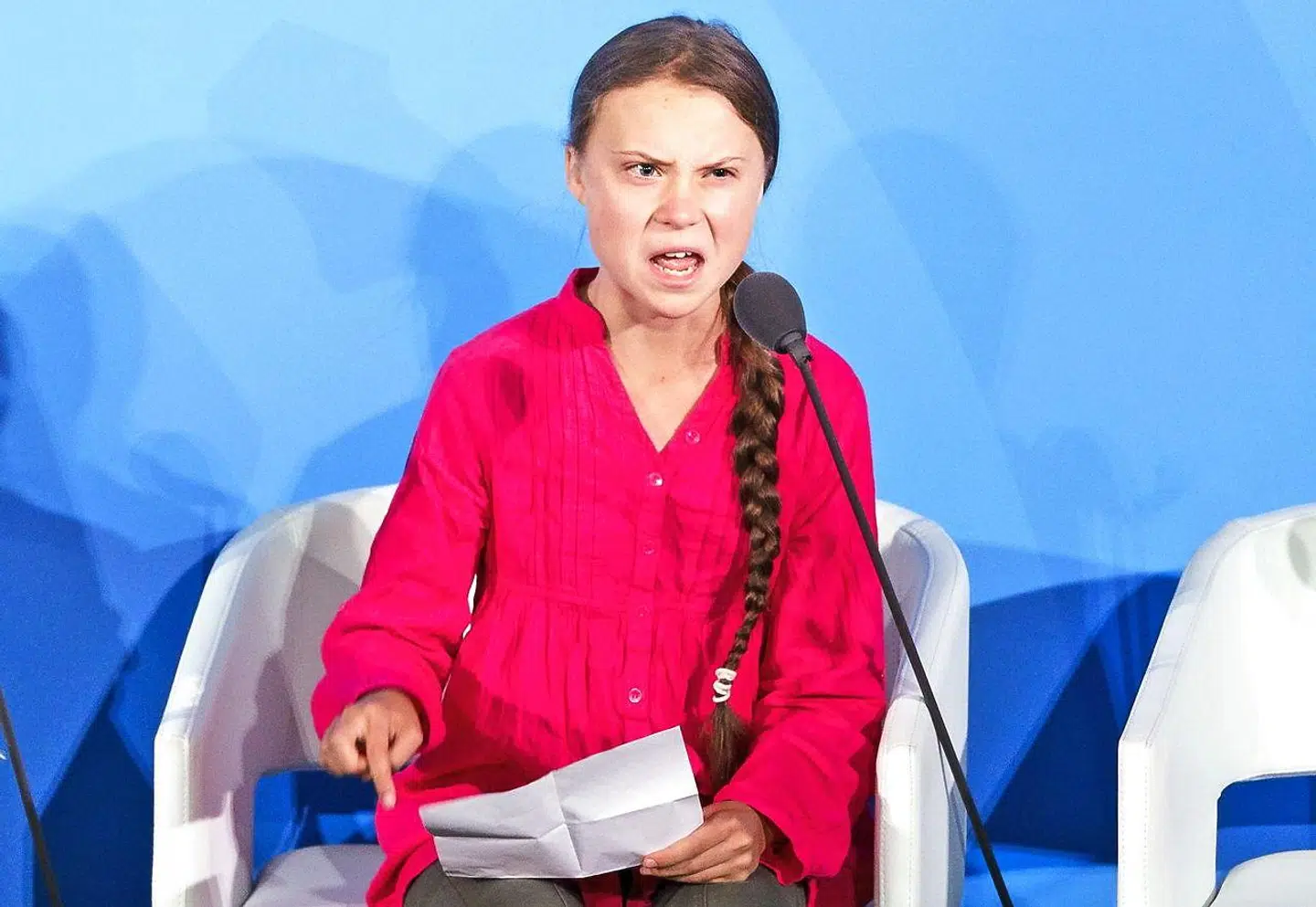 Greta Thunberg under sin meget omdiskuterede tale ved FN-topmødet i New York. (Foto: Justin Lane/EPA)