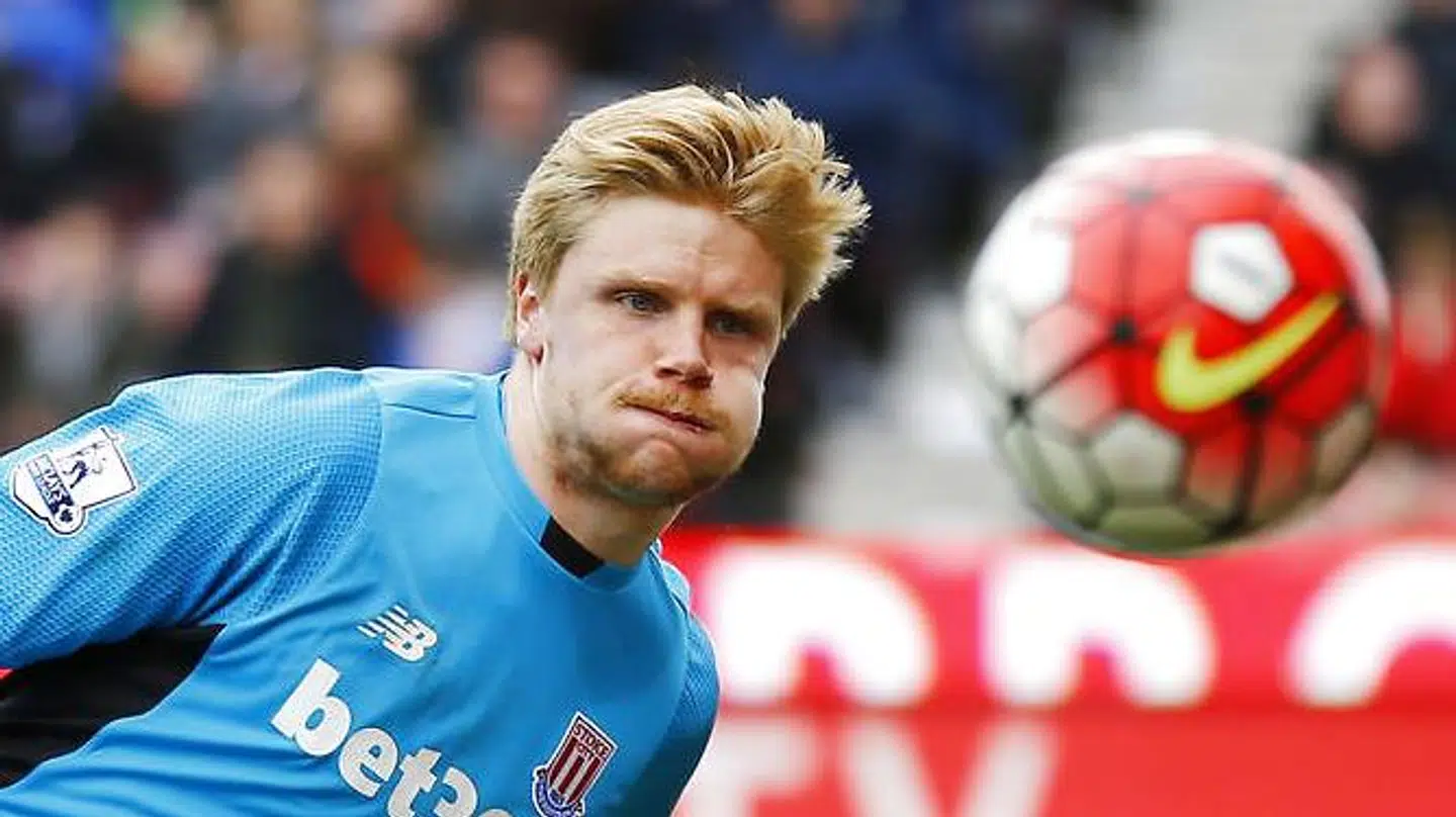 Britain Football Soccer - Stoke City v Sunderland - Barclays Premier League - The Britannia Stadium - 30/4/16 Stoke's Jakob Haugaard Reuters / Darren Staples Livepic EDITORIAL USE ONLY.No use with unauthorized audio, video, data, fixture lists, club/league logos or "live" services. Online in-match use limited to 45 images, no video emulation.No use in betting, games or single club/league/player publications. Please contact your account representative for further details.