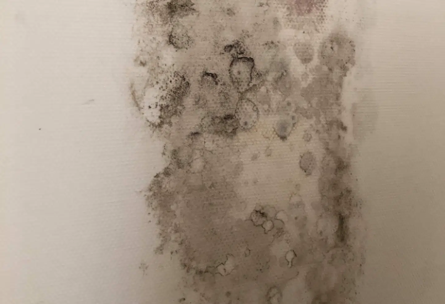 Sådan ser dele af væggene ud i boligerne. Privatfoto.