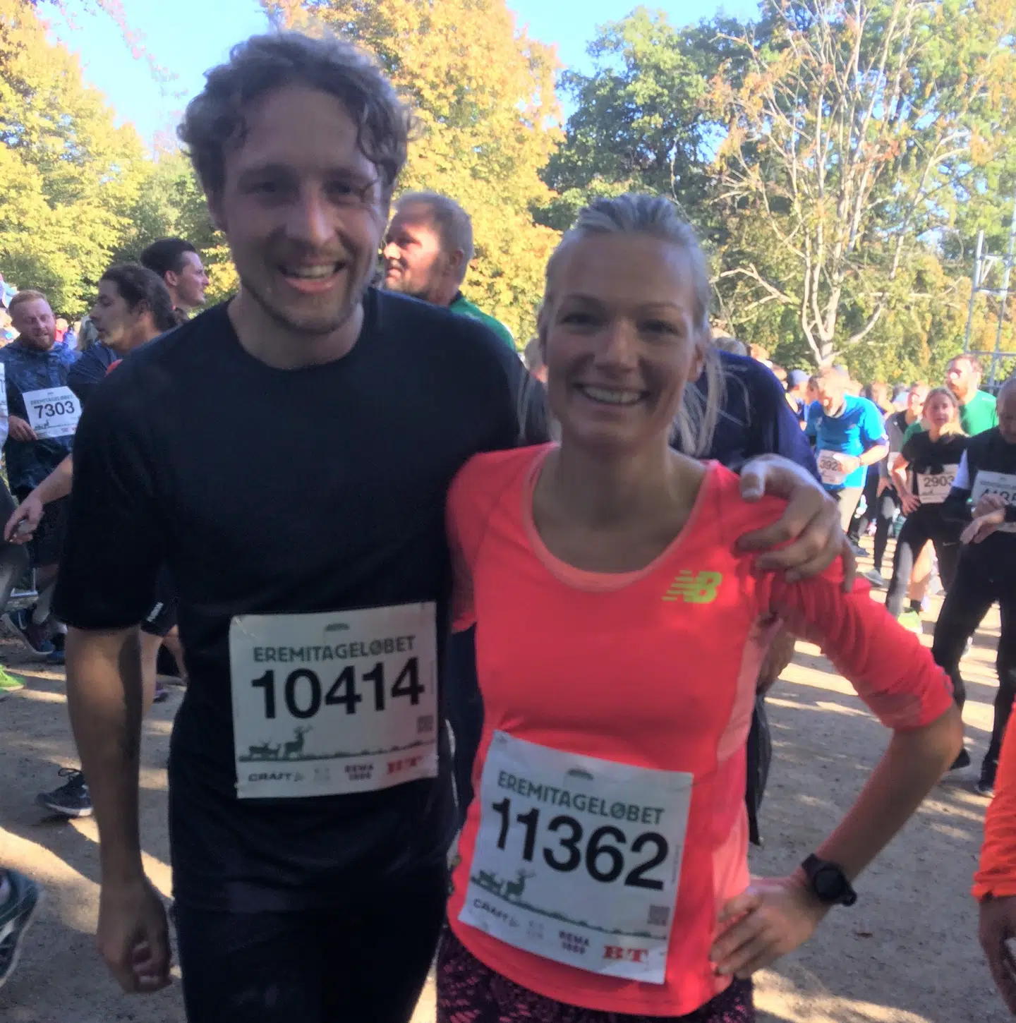 Anna Holm og kæresten Victor Larsson løb sammen i Eremitageløbet.