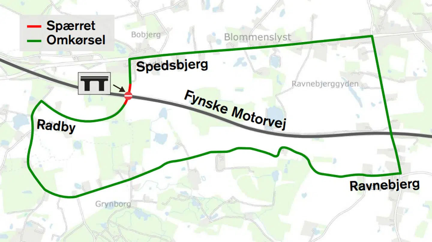 Det her er omkørselsruten de næste syv måneder.