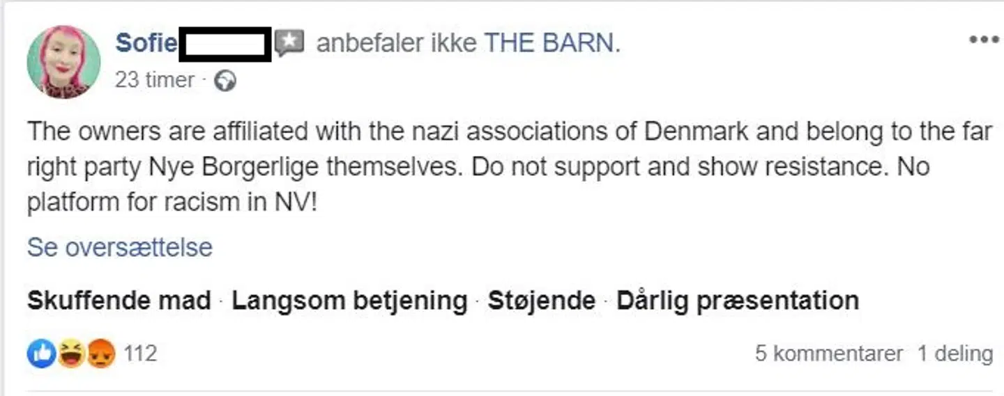 Sofie ønsker ikke at få sit efternavn frem, da hun efter sin anmeldelse har oplevet chikane fra personer, der sympatiserer med Anahita Malakians.