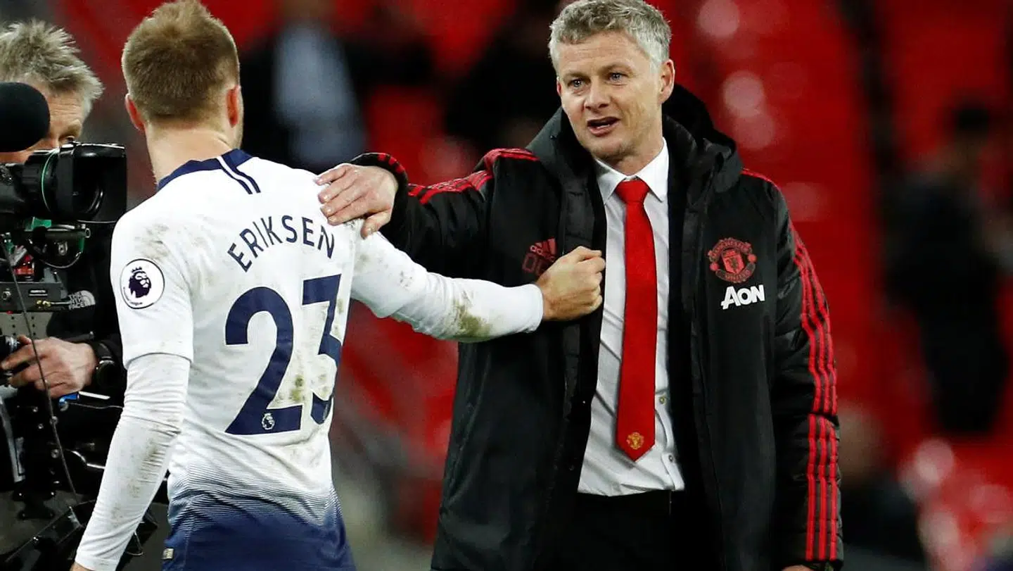 Ole Gunnar Solskjær siger tak for kampen til Christian Eriksen.