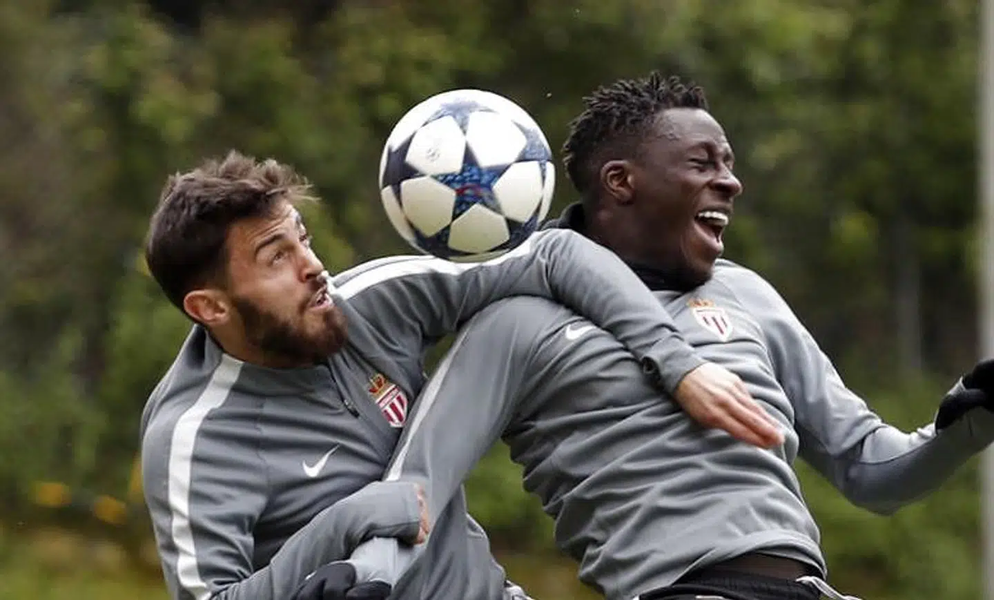 Bernardo Silva og Benjamin Mendy under træning i Monaco.