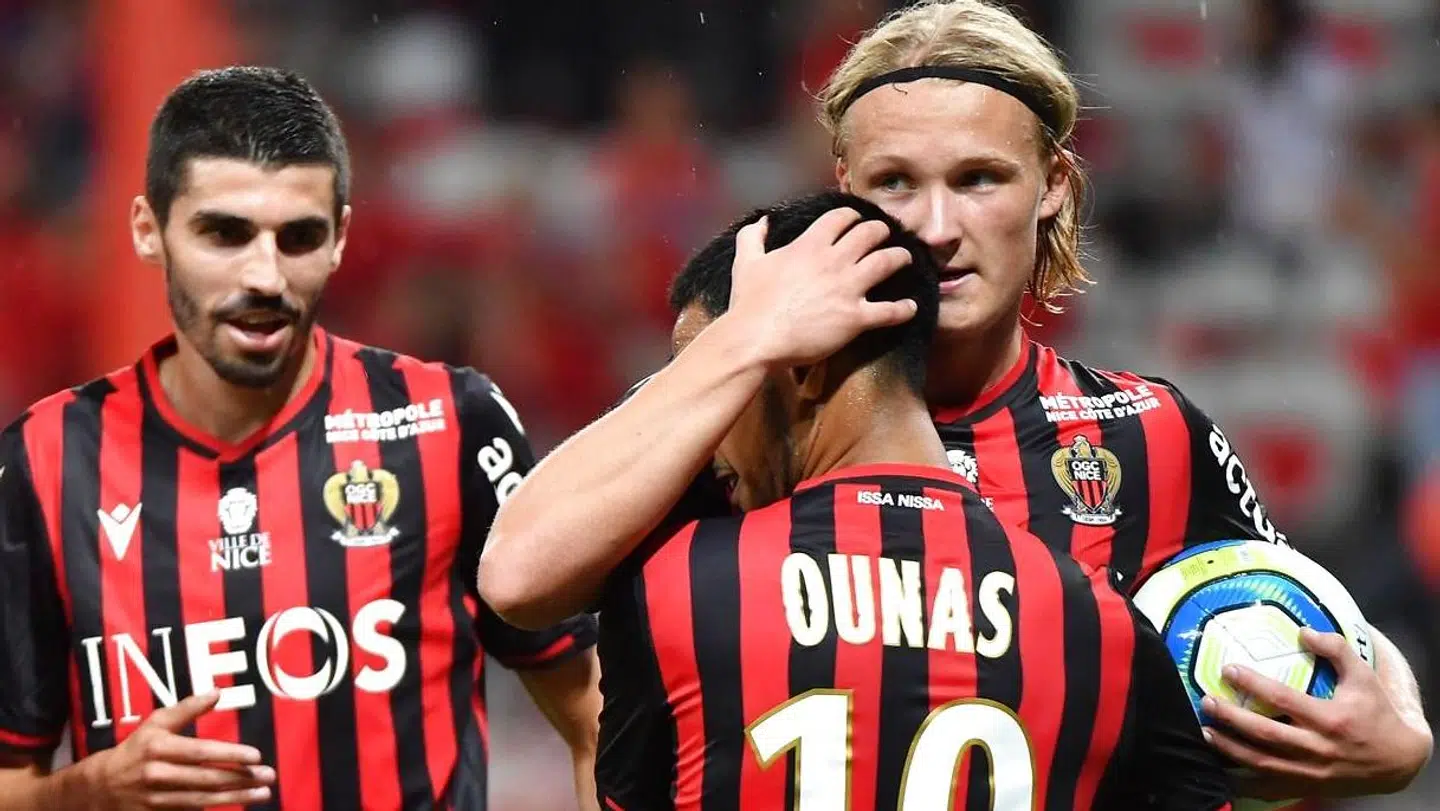 Kasper Dolberg har allerede scoret sit første mål for Nice.