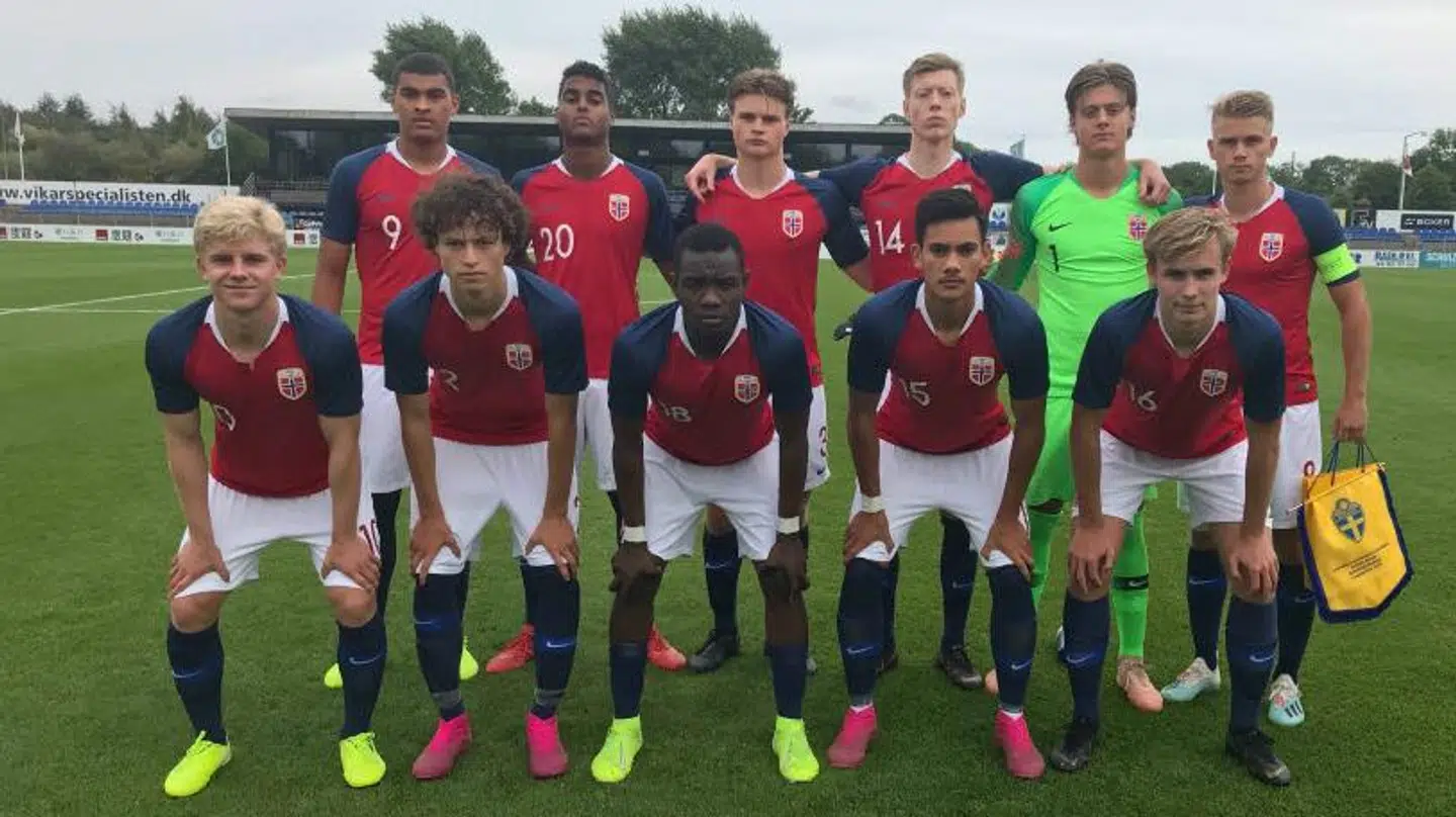 Noah Jean Holm med nummer ni er en vigtig figur på det norske U19-landshold.