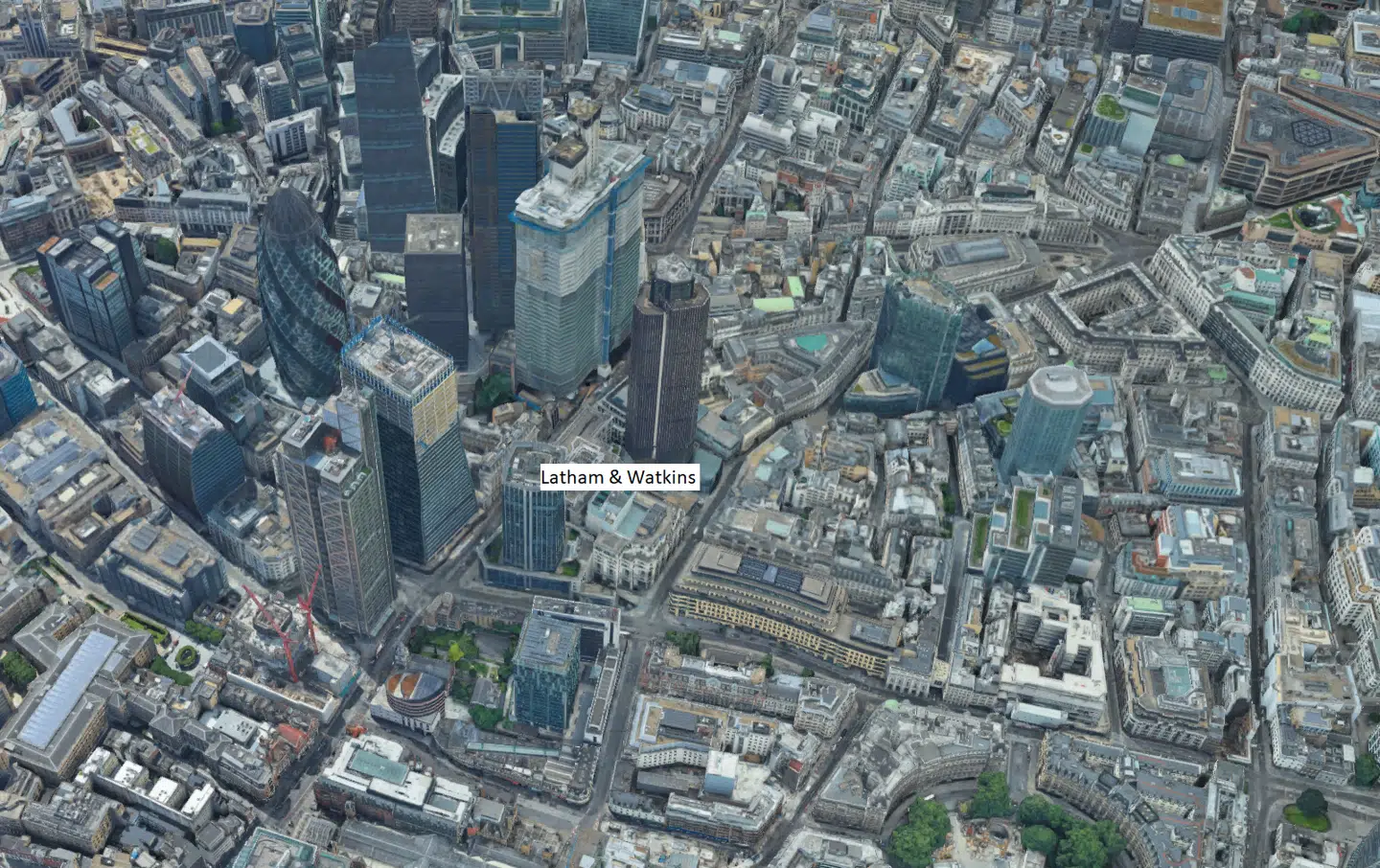 Latham & Watkins har kontorer i Londons finanskvarter. Foto: Google Maps