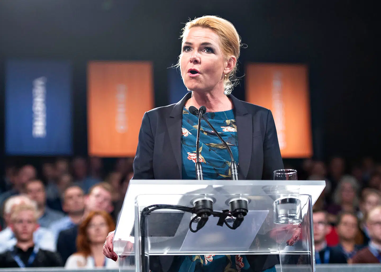 Inger Støjberg holdt både en brandtale og en takketale, da hun lørdag stillede op som kandidat til næstformandsposten i Venstre og endte med at vinde den. Ritzau Scanpix.