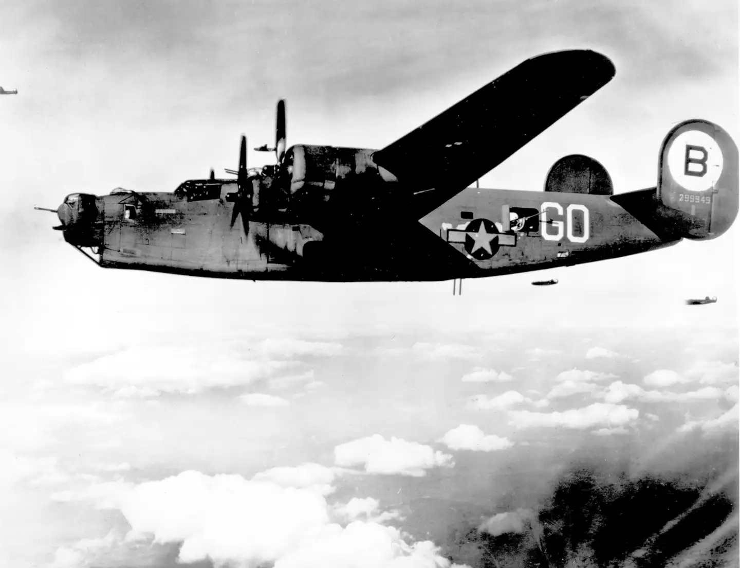 En amerikansk B-24J Liberator i sit rette element.