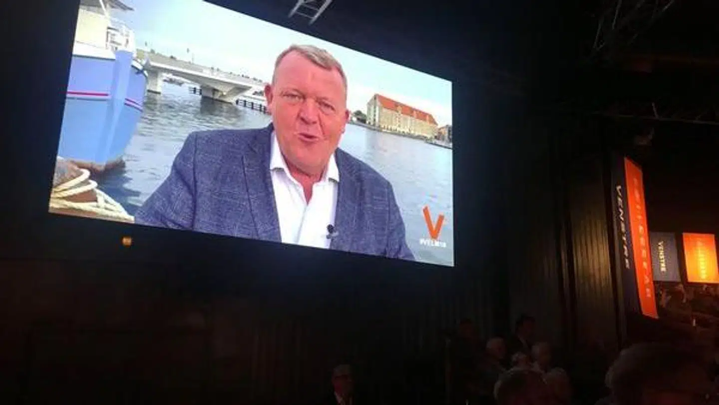 Lars Løkke Rasmussen kom op på storskærmen.