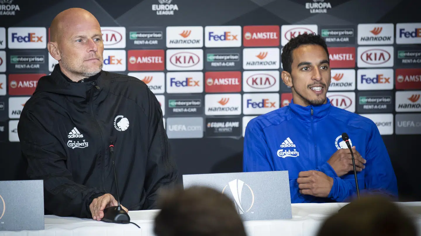 Ståle Solbakken og Carlos Zeca under torsdagens pressemøde.
