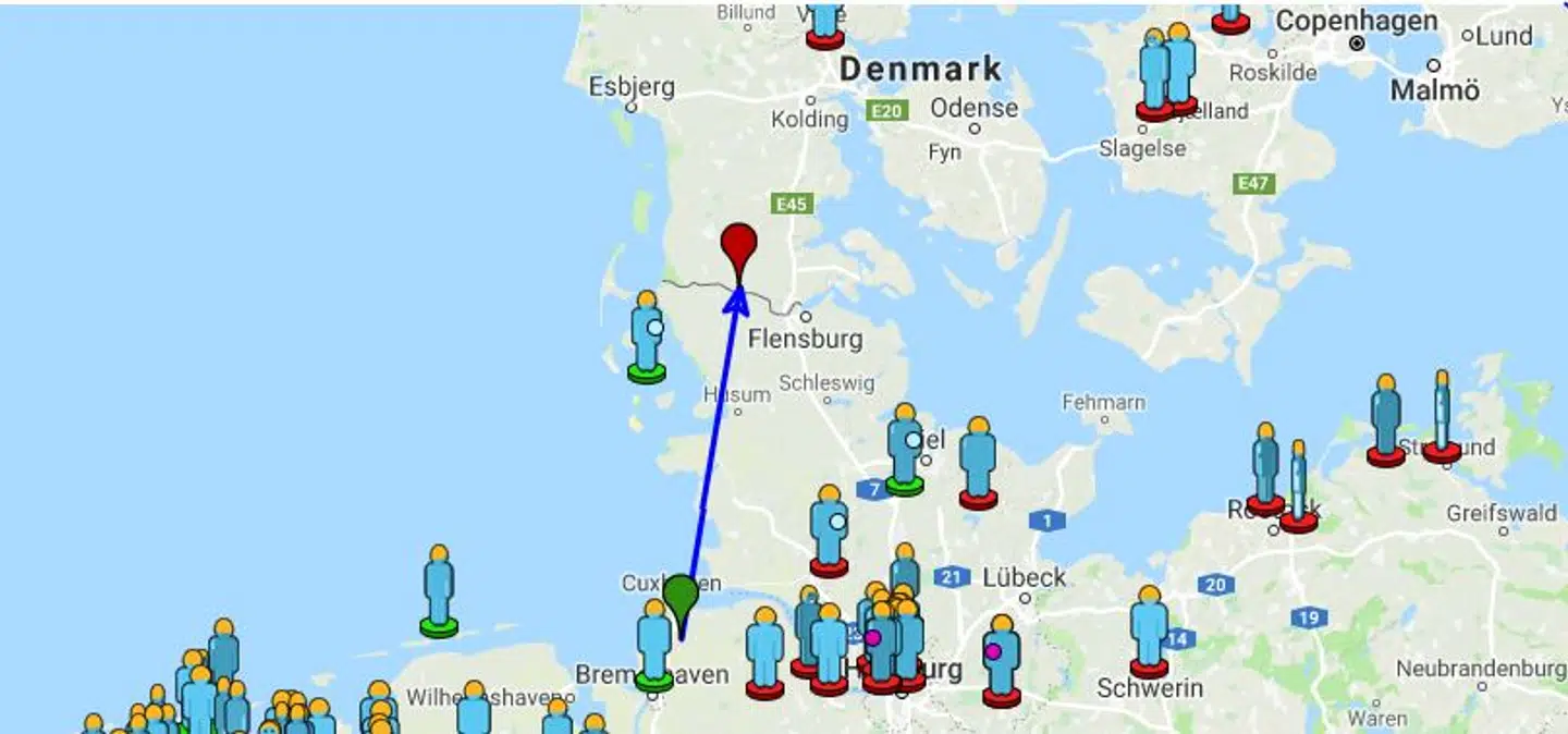 Ifølge den internationale meteororganisation IMO's beregninger, eksploderede meteoren i 42 kilometers højde over den sønderjyske by Rens mellem Padborg og Tønder.