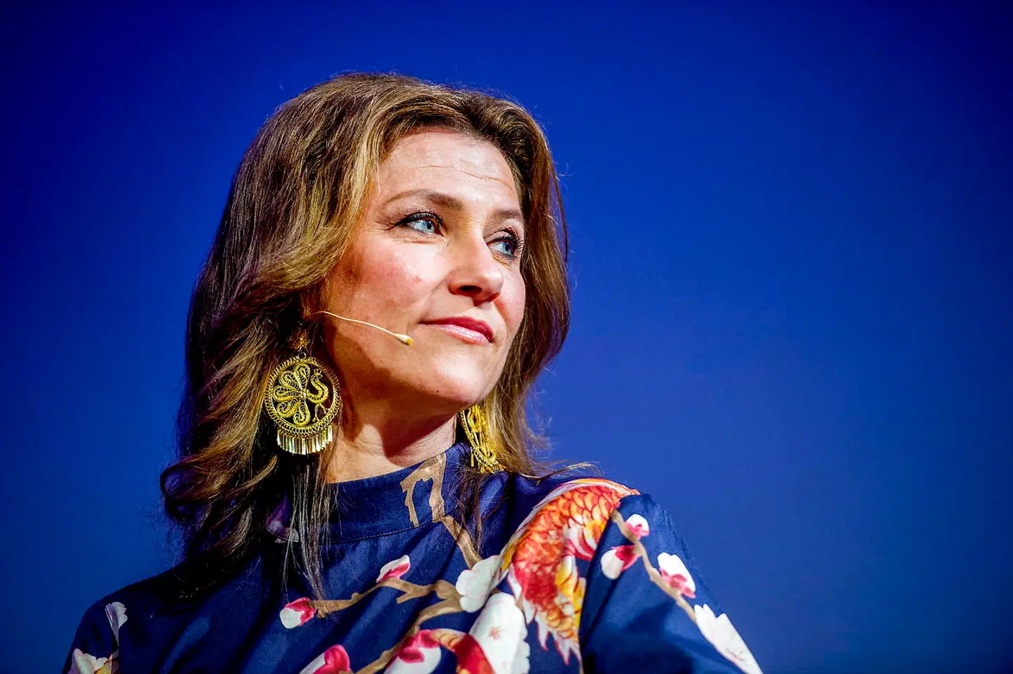 Märtha Louise på scenen i Stavanger i Norge, hvor hun holdt foredrag med sin nye kæreste 20. maj.