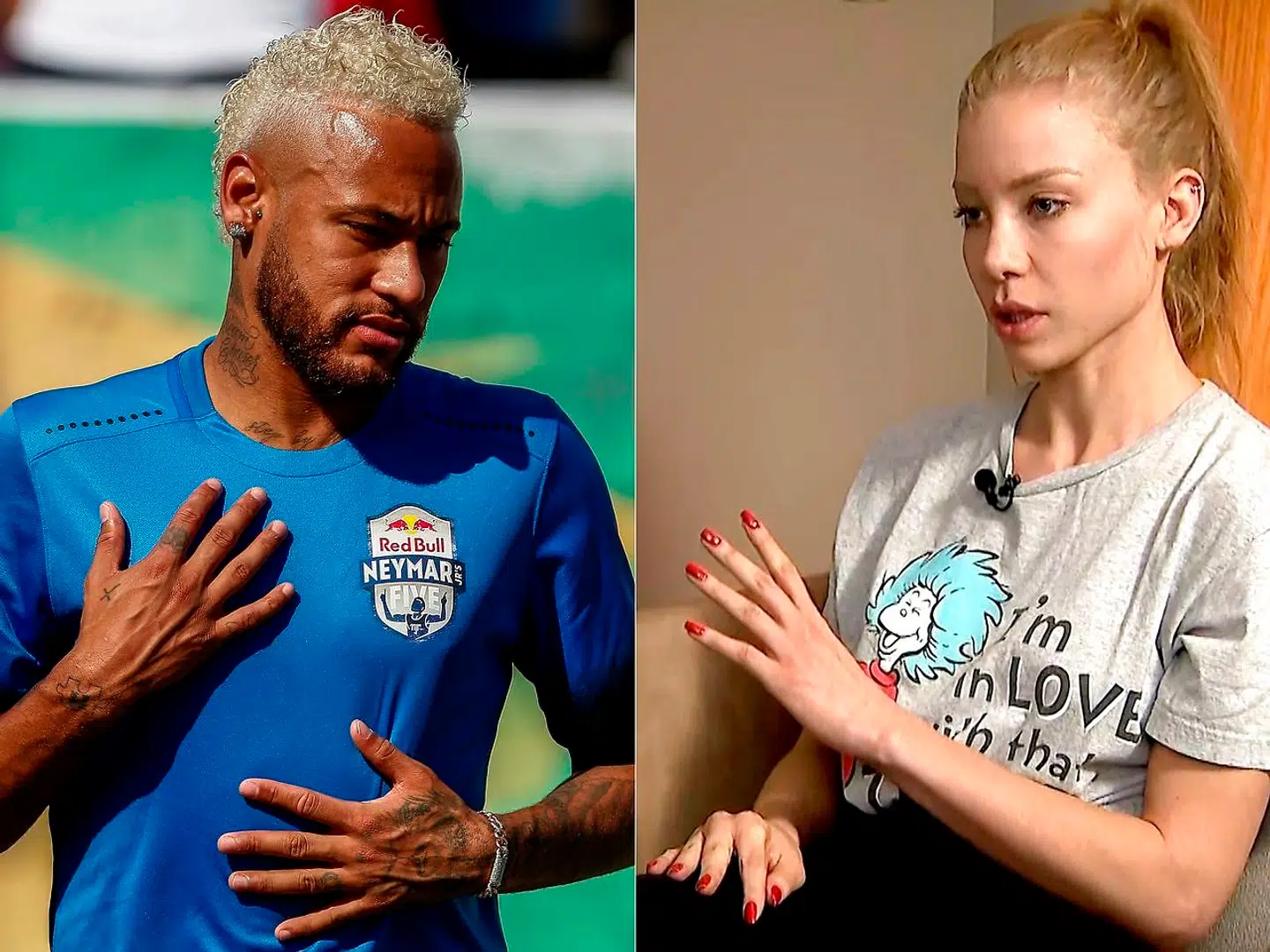 Neymar og Najila Trindade. Arkivfotoer.