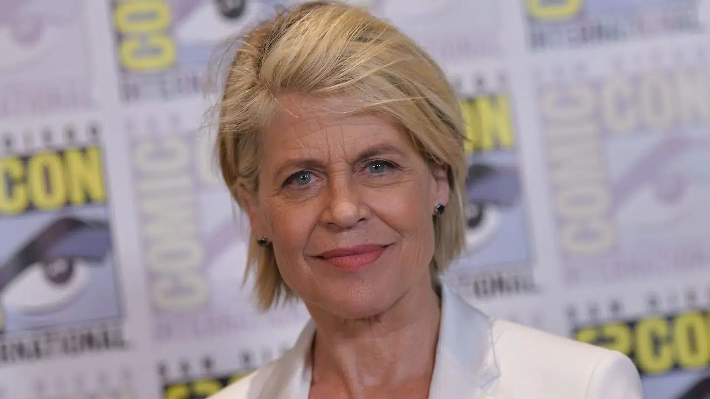 Her ses Linda hamilton ved en begivenhed for den nye Terminator-film, som fandt sted i sommers (Photo by Chris Delmas / AFP)
