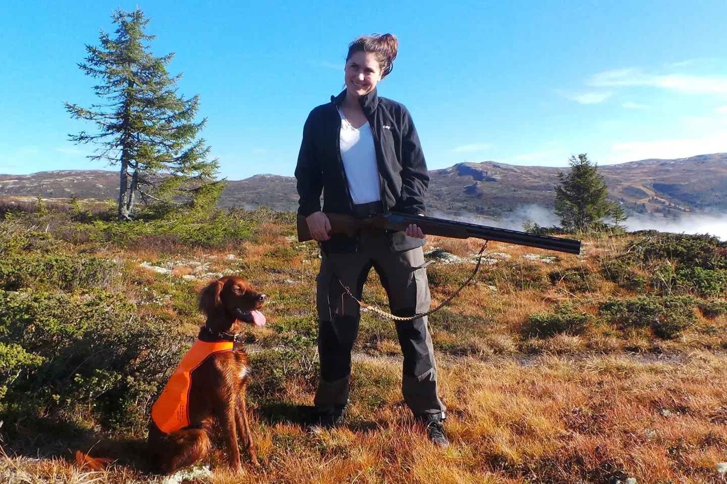 Bianca var en passioneret jagthund. Her er hun på rybejagt med Cecilie Sandbu.