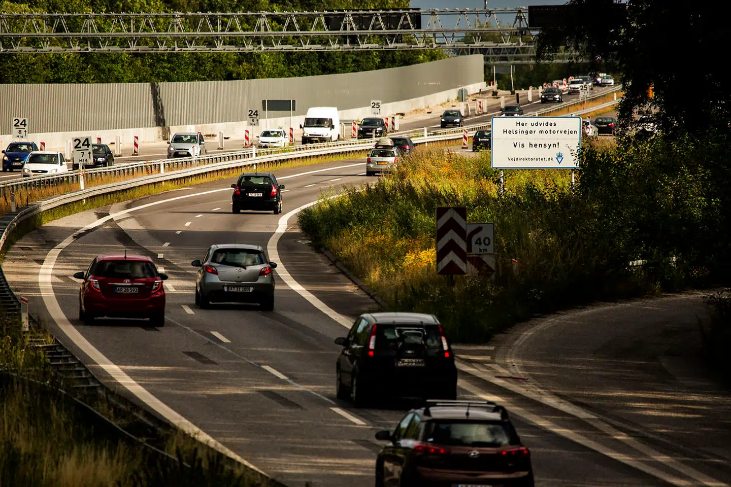 En stribe bilister blev i 2015 dømt i en sag om for høj fart ved vejarbejde på Helsingørmotorvejen i Nordsjælland (her fotograferet under vejarbejdet). Ramsus Flindt Pedersen/POLFOTOarkiv)