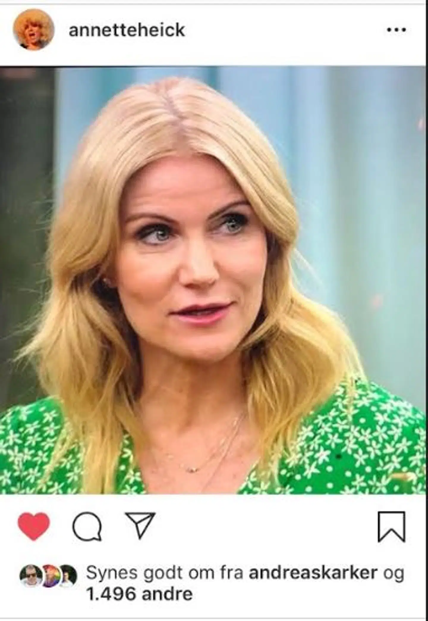 Billede af tidligere statsminister Helle Thorning-Schmidt, som Annette Heick har lagt op på Instagram.