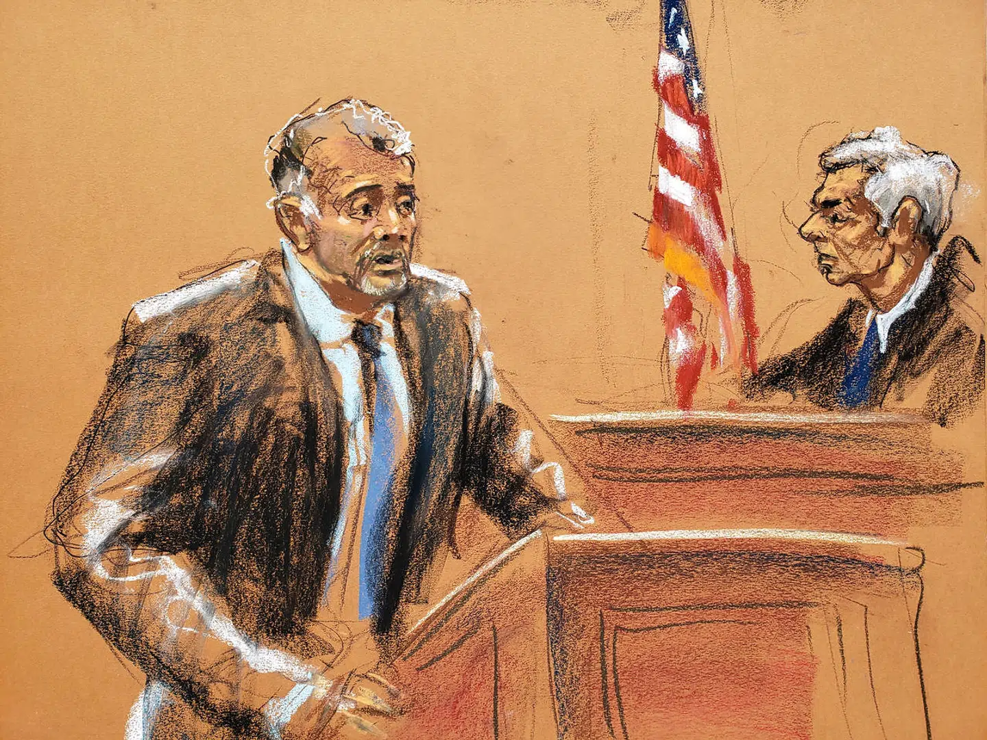 Epsteins advokat Reid Weingarten taler til dommer Richard Berman under torsdagens høring i sagen mod milliardæren.